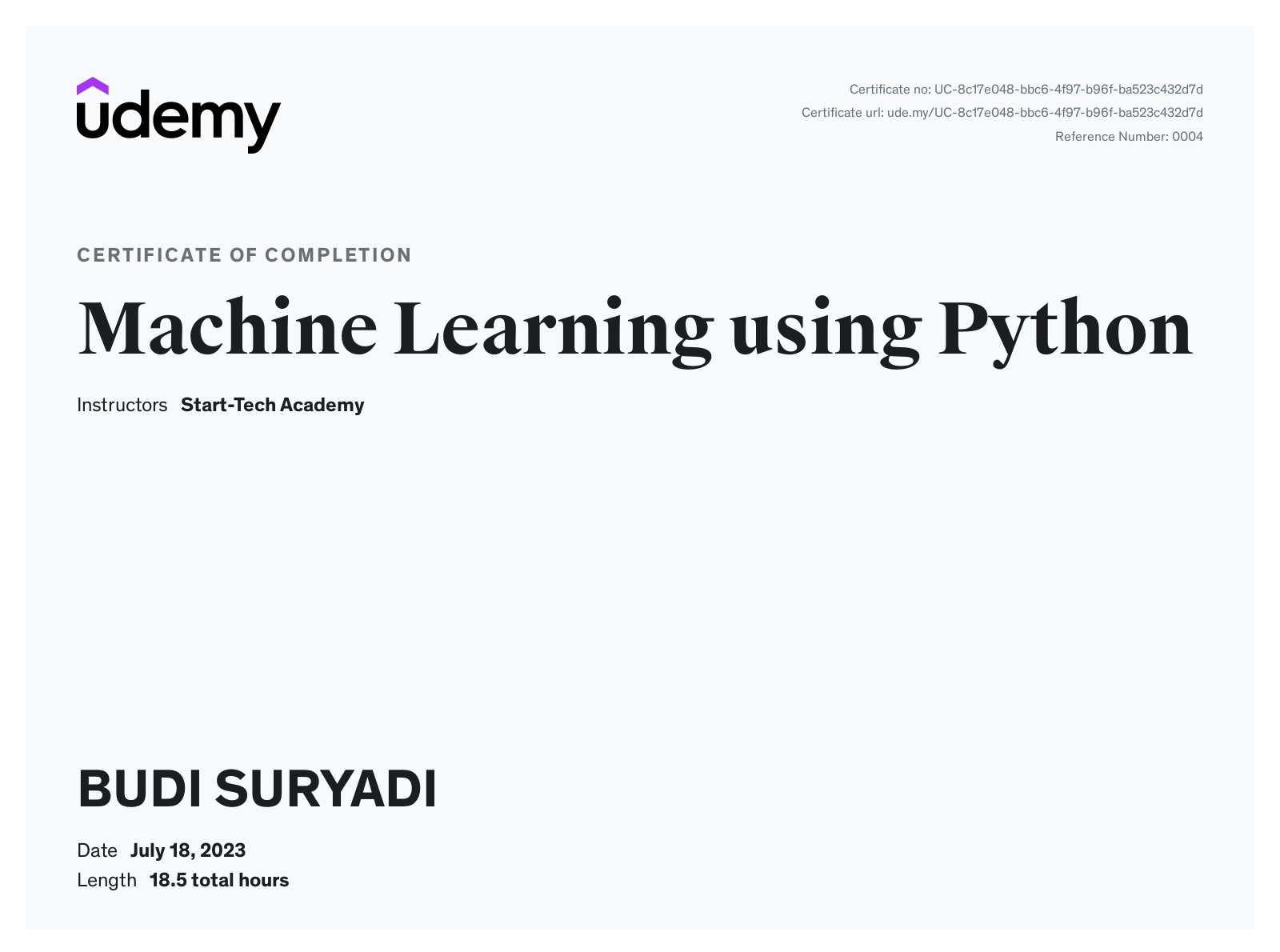 Machine Learning using Python